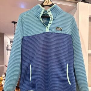L.L. Bean Women's Blue and Teal Zip-Up Sweater